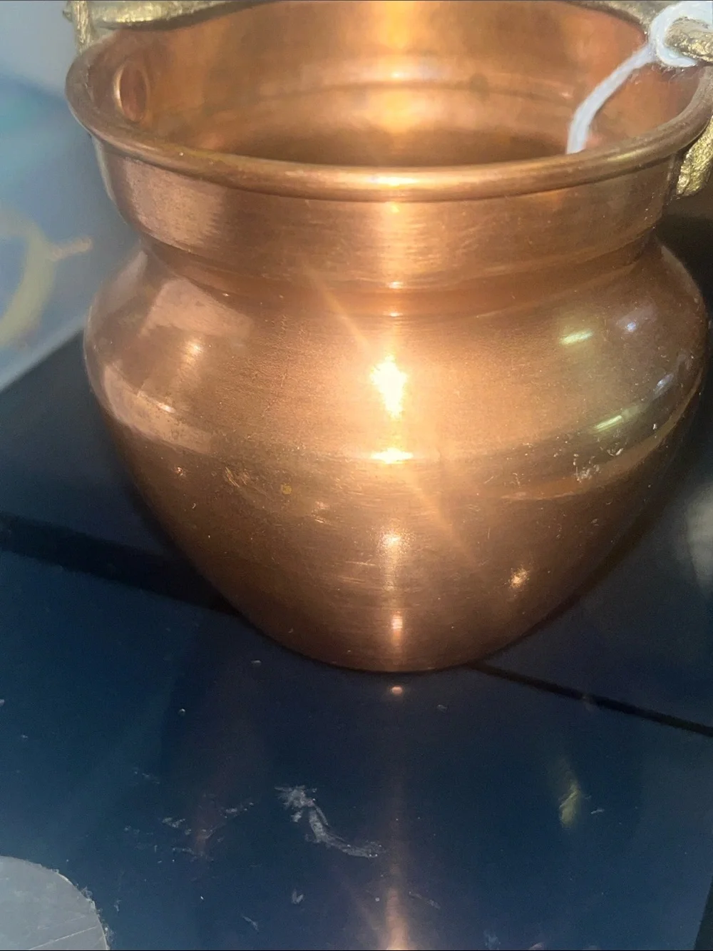 Copper Decorative Pot with Handle - Copper Finish Miniature GB1